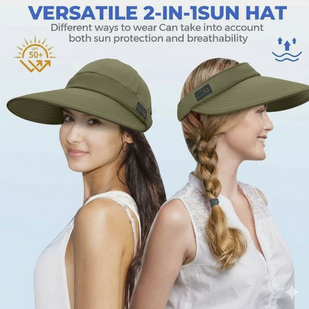 Sukeen Cooling Green Visor Hat NWOT 2 in1 Zip-Off Sun Hat UV Protection